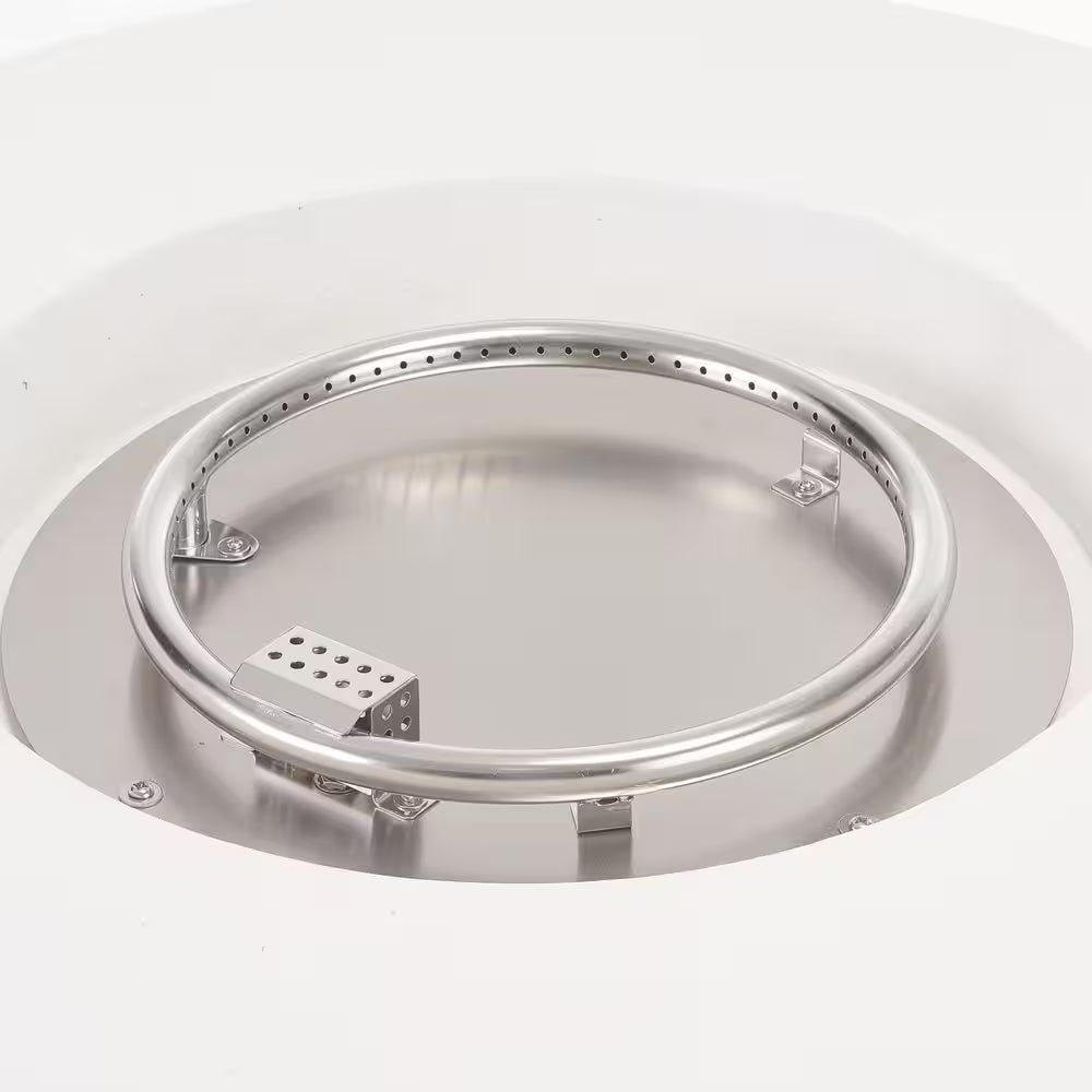 Zachary Patio 40000 BTU White round Magnesium Oxide Outdoor Propane Fire Pit
