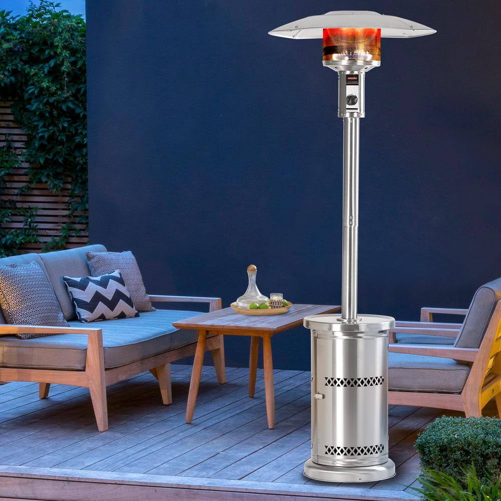 48,000 Btu'S Patio Heater, Outdoors Gas Patio Heaters Floor Standing Patio Heater Commercial Full Stainless Steel