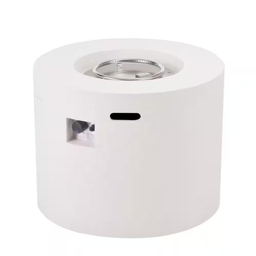 Zachary Patio 40000 BTU White round Magnesium Oxide Outdoor Propane Fire Pit